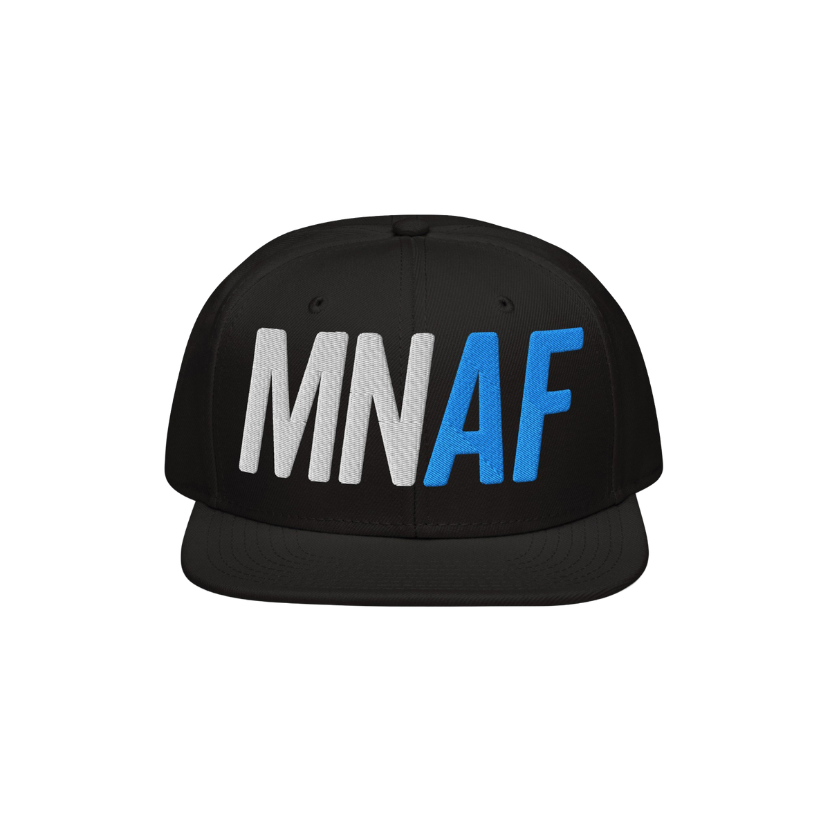 Minnesota As Fuck Anti-Fascist Hat features bold “MNAF” embroidery on a black snapback, symbolizing Minnesota pride and a