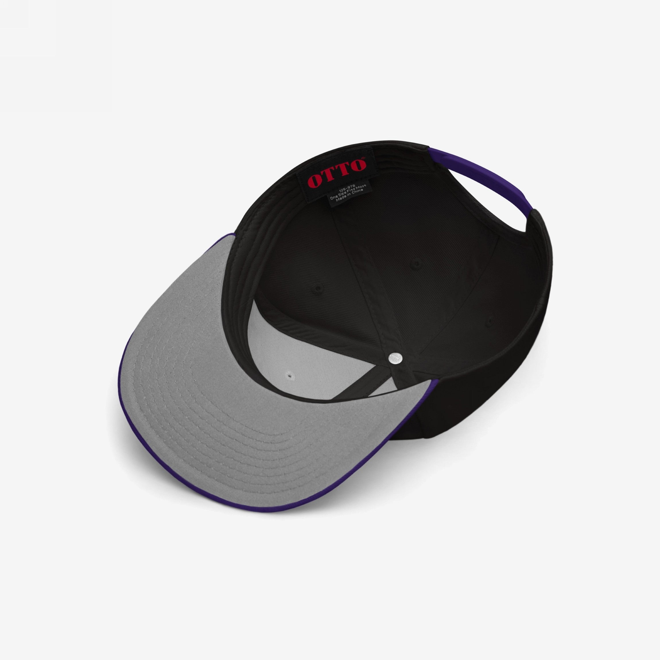 Minnesota As Fuck Anti-Fascist Hat showcases a black inner crown and sweatband, gray brim underside with purple trim, and adjustable snapback strap, embodying pro-equality and anti-fascist spirit.