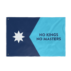 Minnesota No Kings Flag featuring a diagonal split design with a white star and NO KINGS NO MASTERS slogan, symbolizing anti-
