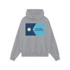 Light-heather-gray hoodie featuring the Minnesota No Kings Flag Shirt design, with a distressed graphic split between navy an