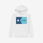 White pullover hoodie featuring the Minnesota No Kings Flag Shirt design, with a distressed two-tone graphic and slogan, embodying a spirit of resistance and freedom.