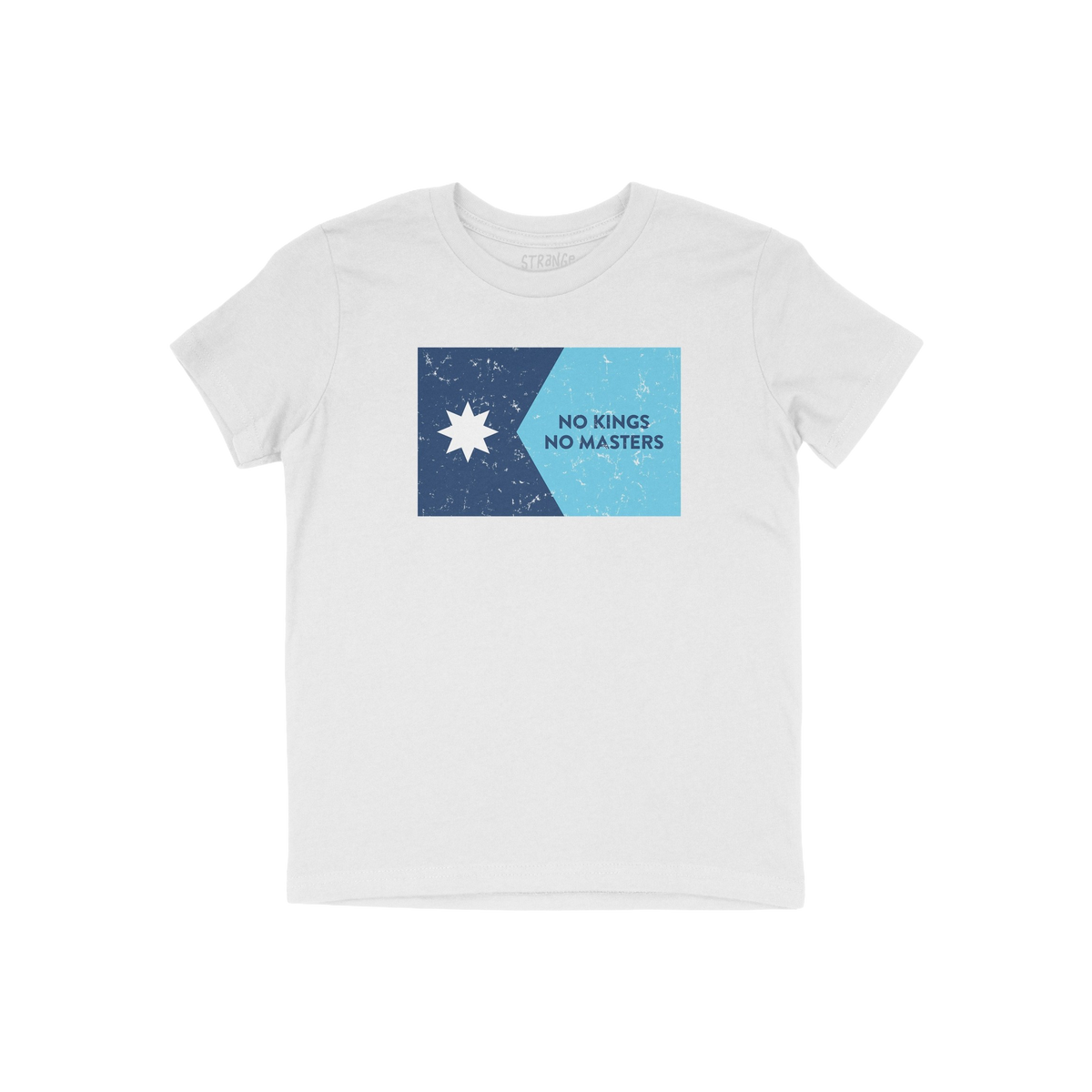 Minnesota No Kings Flag Shirt features a distressed graphic with a North Star and NO KINGS NO MASTERS slogan, symbolizing res