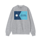 Minnesota No Kings Flag Shirt featuring a light-gray crewneck sweatshirt with a graphic of a star and NO KINGS NO MASTERS slo