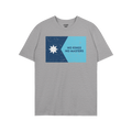 Heather-gray T-shirt featuring the Minnesota No Kings Flag design, with a bold star and slogan, symbolizing resistance and fr