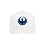 Minnesota Rebel Alliance Hat features a white baseball-style cap with an embroidered emblem of a stylized black bird with blu