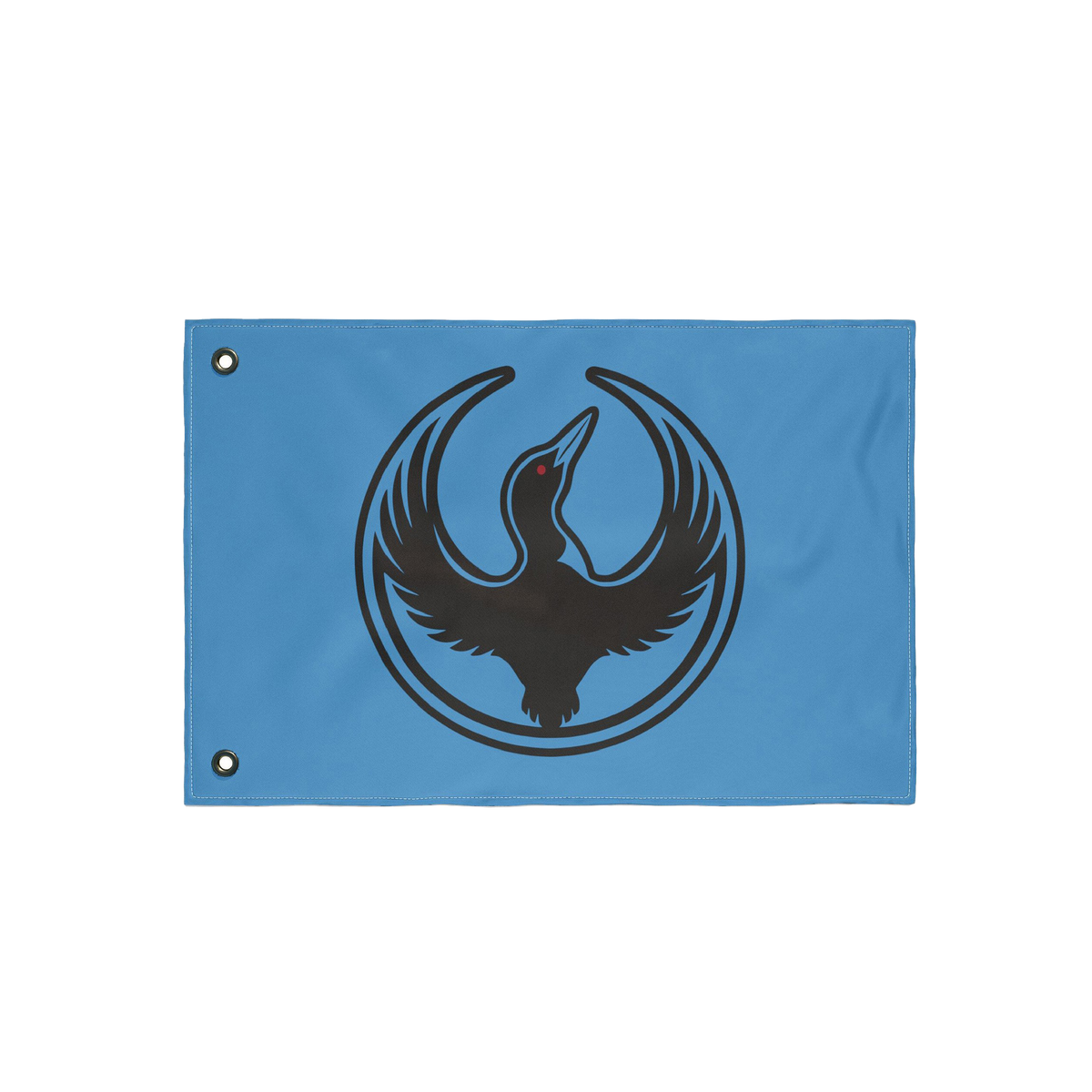 Minnesota Rebel Alliance Flag with a loon emblem, symbolizing resistance against fascism. Designed with two grommets for hang