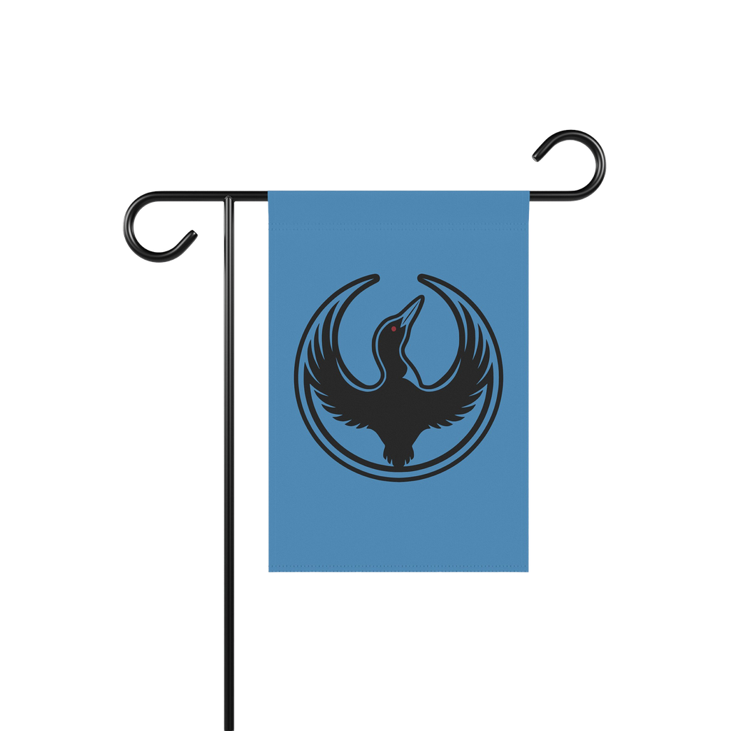 Minnesota Rebel Alliance Garden Flag featuring a loon silhouette with outstretched wings, symbolizing resistance and equality