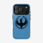 Minnesota Rebel Alliance iPhone Tough MagSafe Case with a stylized black loon emblem, featuring a triple-lens camera cutout, subtle ridges for protection, and a side notch for grip.