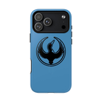 Minnesota Rebel Alliance iPhone Tough MagSafe Case features a sky-blue design with a black loon silhouette and red eye, offer