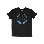 Minnesota Rebel Alliance T-shirt featuring a stylized bird graphic in a blue circle with red eye, symbolizing resistance. The