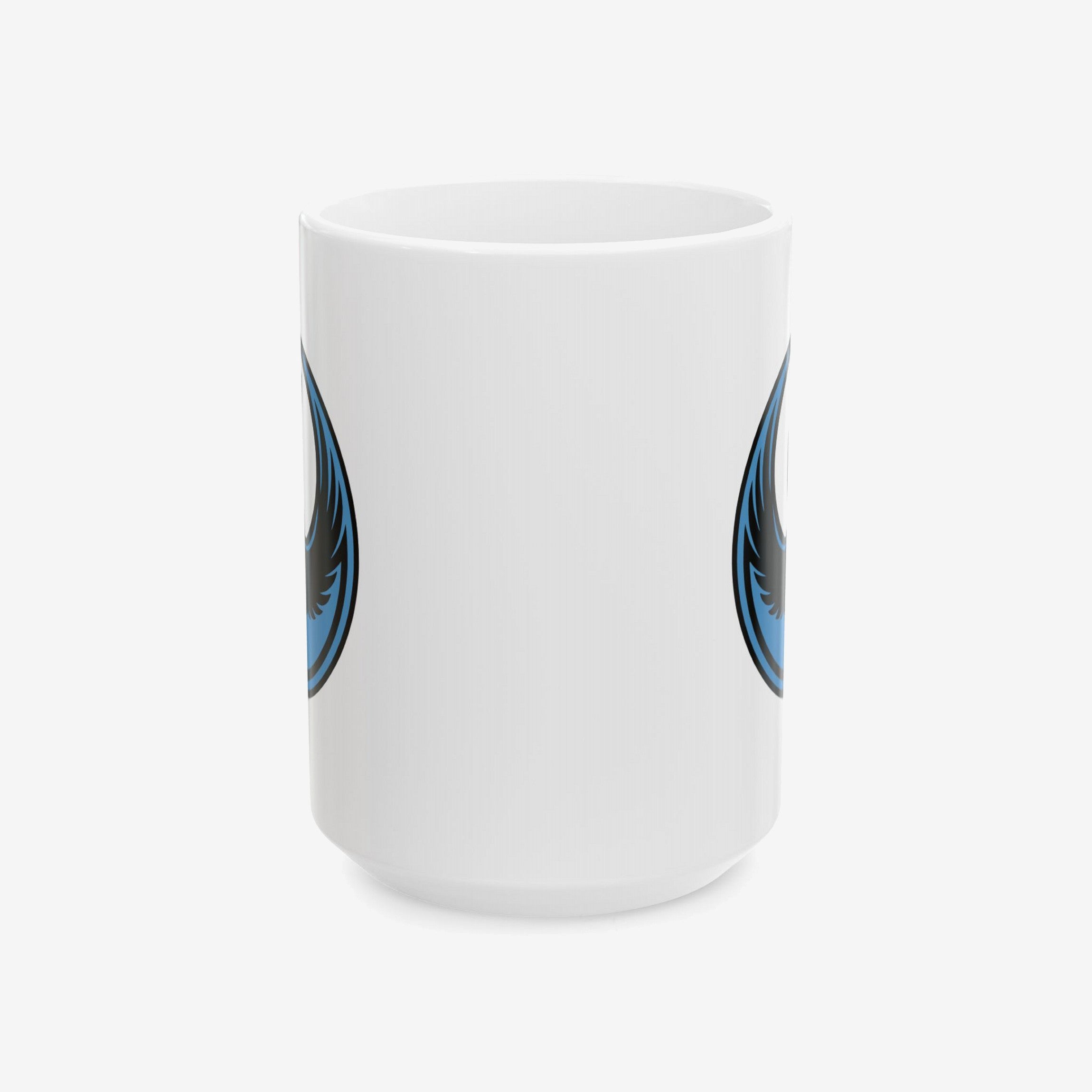 Minnesota Rebel Alliance Mug featuring a blue-and-black loon emblem. This white ceramic mug symbolizes resistance and solidarity, perfect for showcasing support for immigrant rights and anti-fascist action.