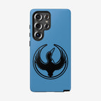 Minnesota Rebel Alliance Samsung Tough Phone Case featuring a black loon silhouette with a red eye, designed for S20-S25 models, highlighting resistance and support for equality.