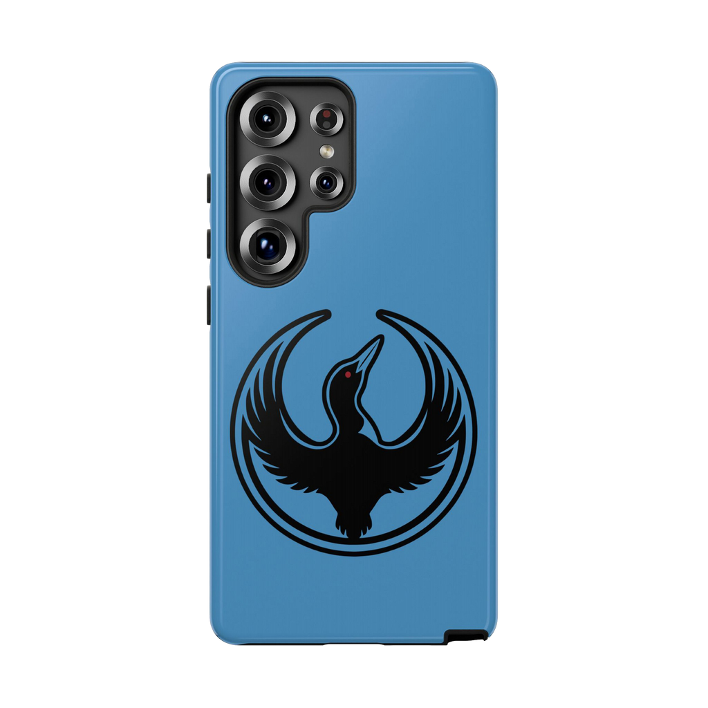 Minnesota Rebel Alliance Samsung Tough Phone Case featuring a black loon silhouette with a red eye, designed for S20-S25 mode