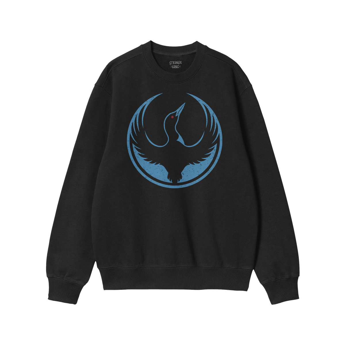 Minnesota Rebel Alliance Hoodie & Sweatshirt featuring a bold, sky-blue stylized bird graphic with outstretched wings on a bl