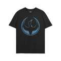 Minnesota Rebel Alliance T-shirt featuring a stylized blue loon graphic with raised wings, enclosed by a thin blue ring. The 