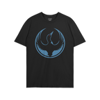 Minnesota Rebel Alliance T-shirt featuring a stylized blue loon graphic with raised wings, enclosed by a thin blue ring. The 