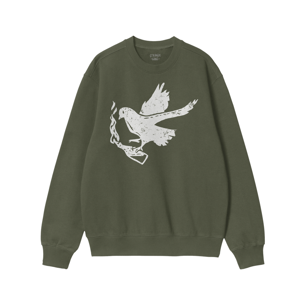 The Molotov Messenger Shirt features a stylized bird clutching a smoking gun, symbolizing defiant peace. Perfect for activism