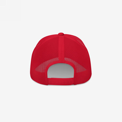 Rear view of the Morons Are Grifting America Trucker Hat, featuring breathable mesh panels and an adjustable snap-back. This hat embodies an unapologetic political statement against deception and supports Amnesty International.