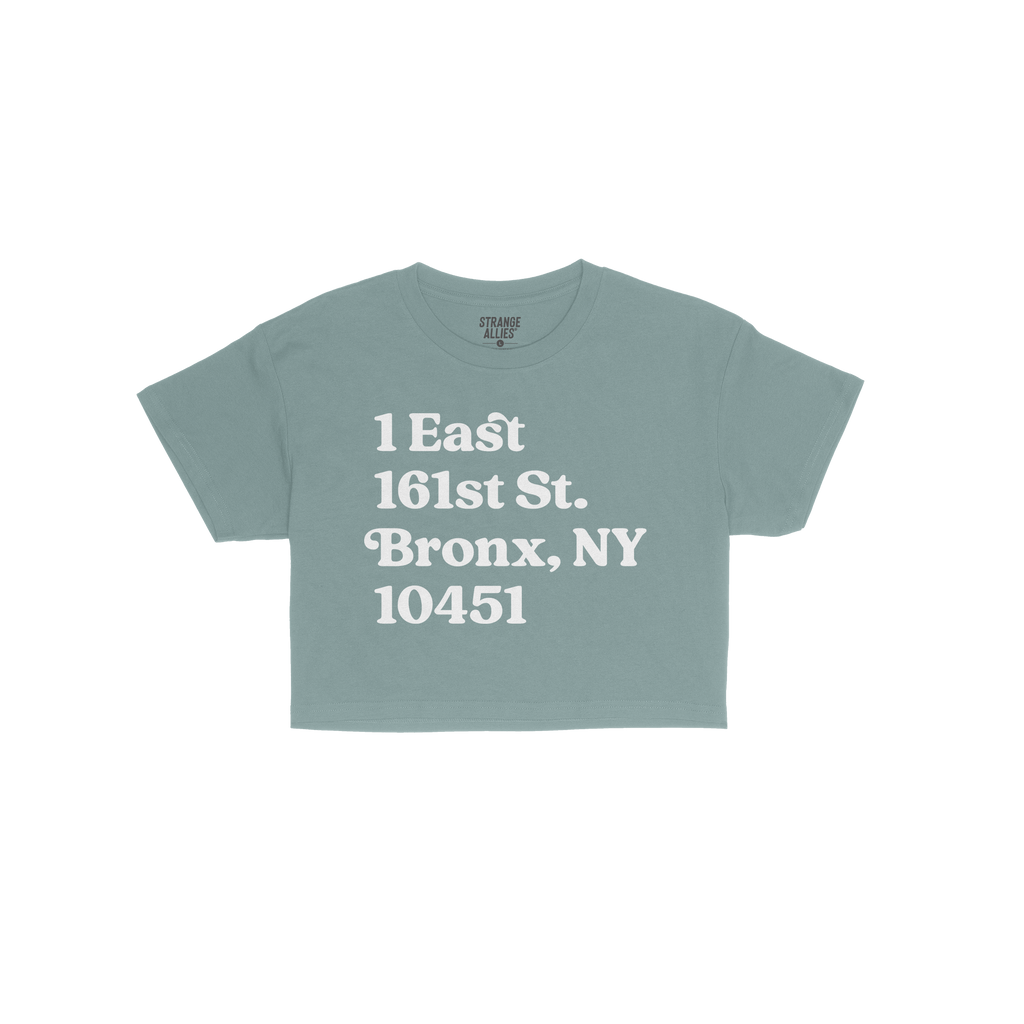 New York Baseball Stadium NYY Address Crop Top