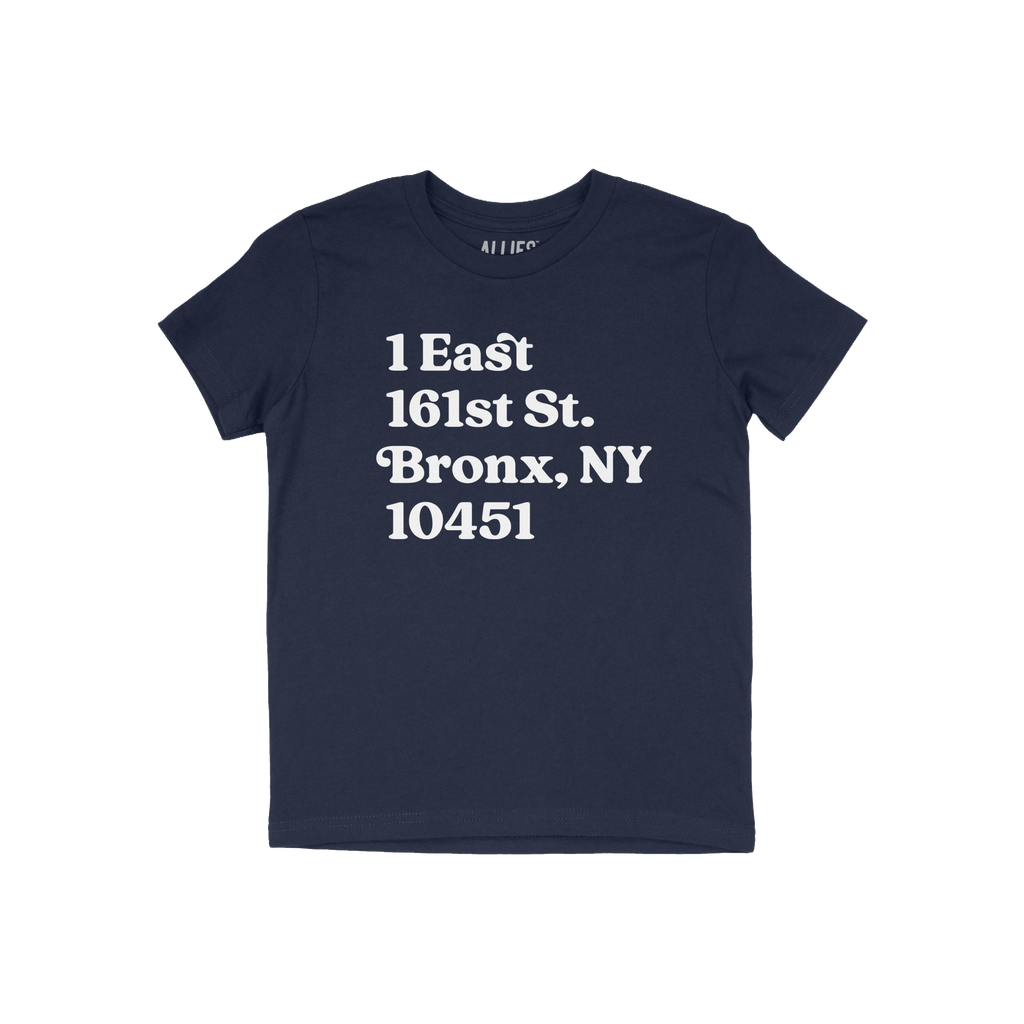 New York Baseball Stadium NYY Address Kids T-shirt