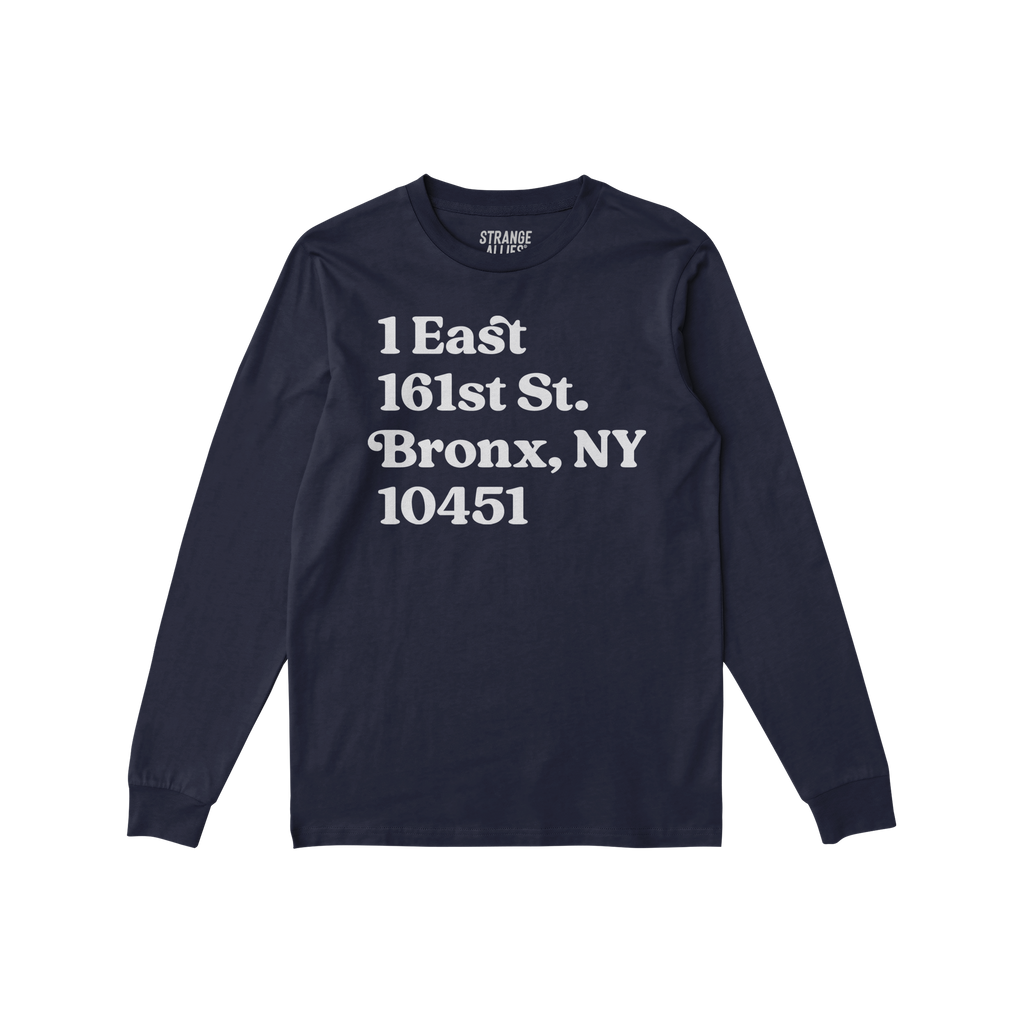 New York Baseball Stadium NYY Address Long Sleeve T-shirt