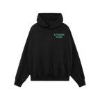 Purple hoodie with front pouch pocket and drawstring hood, featuring No Kings No Masters bold graphic on the chest, symbolizi