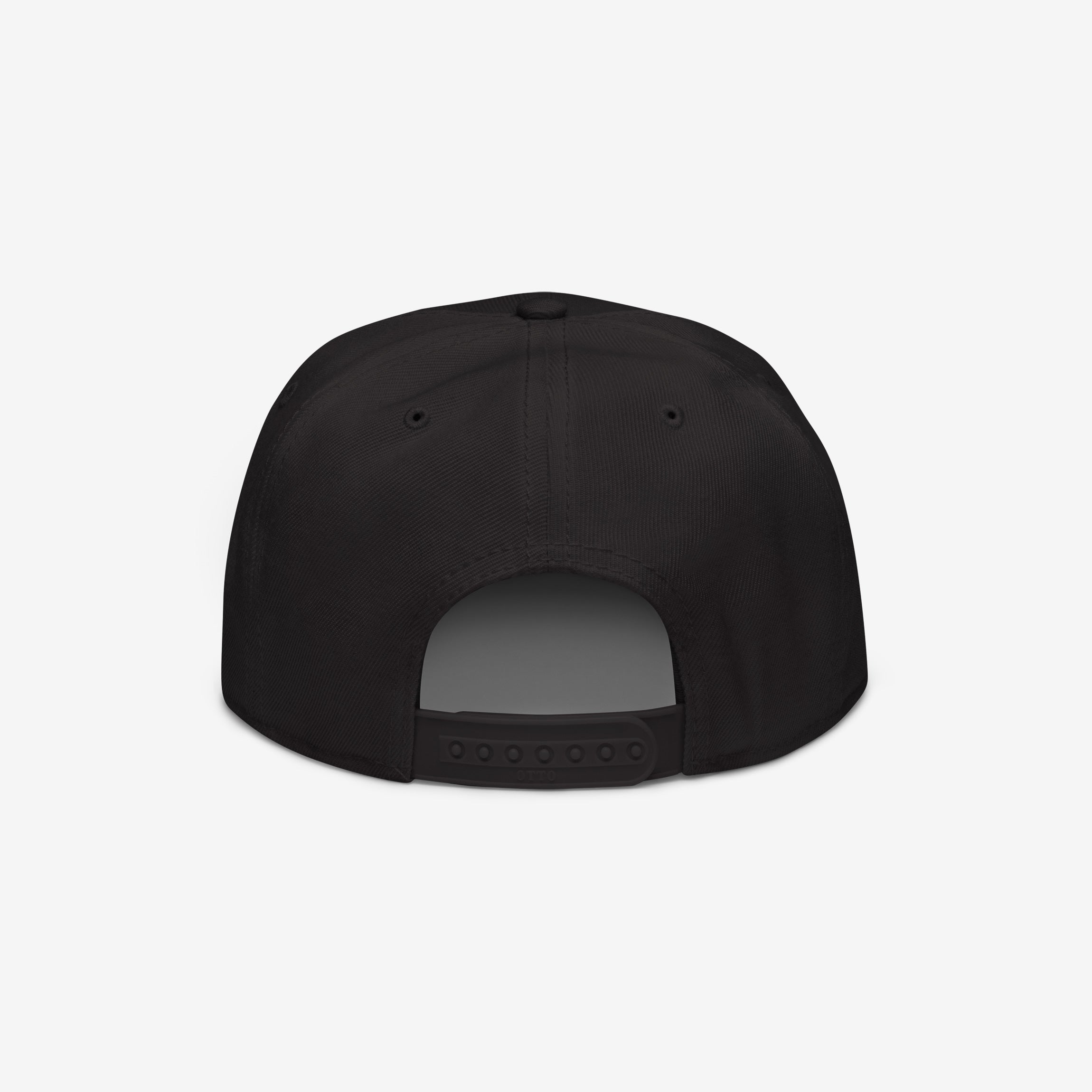 No Kings No Masters Hat features a rear view highlighting its adjustable snap-back closure and six-panel construction, embodying rebellious style and defiance.