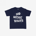 No More Wars Women's Baby Tee features a stencil-style graphic with peace symbol, advocating for global peace and justice. Ideal for expressing solidarity and activism through fashion.