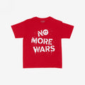 No More Wars Women's Baby Tee features a bold stencil-style graphic with a peace symbol, advocating for global peace and solidarity, perfect for protest and making a powerful statement.
