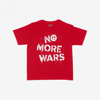 No More Wars Women's Baby Tee features a bold stencil-style graphic with a peace symbol, advocating for global peace and solidarity, perfect for protest and making a powerful statement.