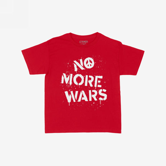 No More Wars Women's Baby Tee features a bold stencil-style graphic with a peace symbol, advocating for global peace and solidarity, perfect for protest and making a powerful statement.