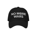 No More Wars Hat featuring white embroidered NO MORE WARS with a peace symbol, embodying a powerful anti-war message. Ideal f