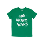 No More Wars Shirt with a white, spray-stencil-style slogan featuring a peace symbol and the message “NO MORE WARS”, conv
