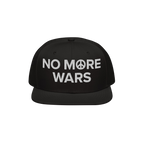 The No More Wars Hat features bold white embroidery with a peace-sign symbol, advocating against war. Ideal for protests or d