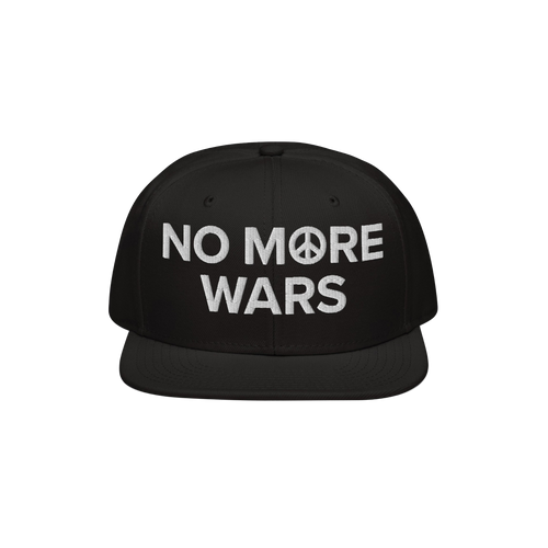 The No More Wars Hat features bold white embroidery with a peace-sign symbol, advocating against war. Ideal for protests or d