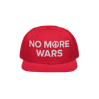 No More Wars Hat featuring bold white embroidery with peace symbolism, promoting anti-war sentiment. Ideal for protests or da