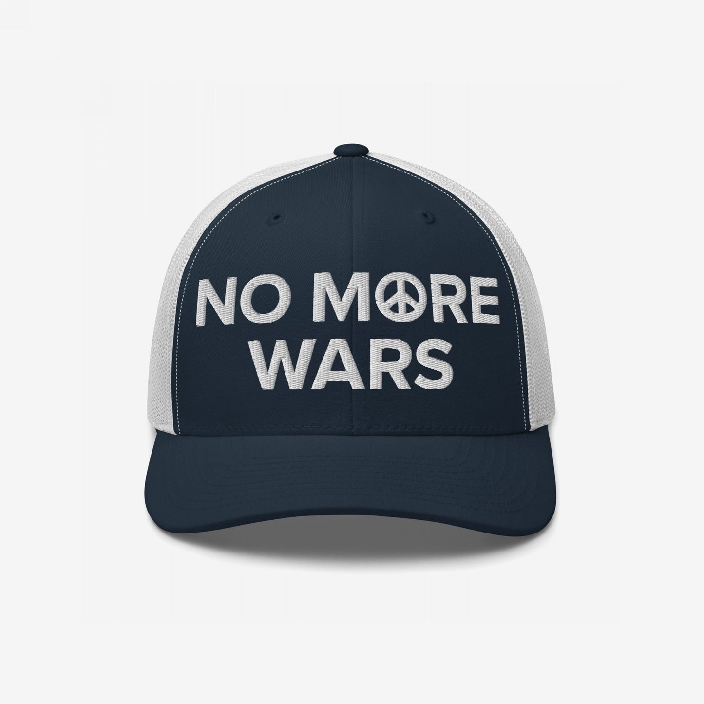 No More Wars Hat Trucker Hat Navy Blue by Strange Gang