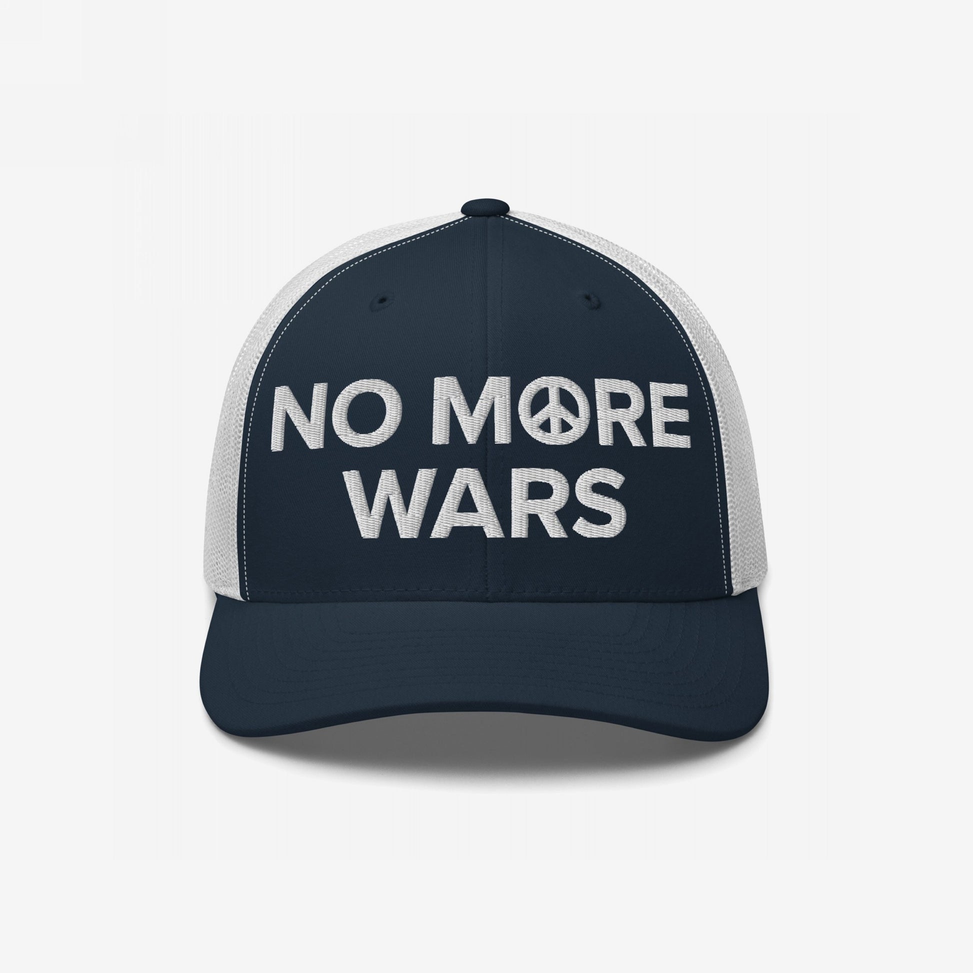 No More Wars Hat Trucker Hat Navy Blue by Strange Gang