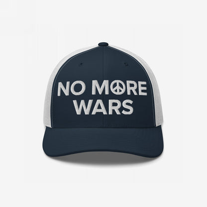 No More Wars Hat Trucker Hat Navy Blue by Strange Gang