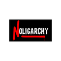 No Oligarchy Sticker & Magnet against U.S. Capitol steps, featuring bold lettering with red accents and a starburst badge ind