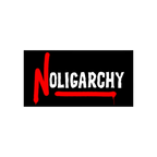 No Oligarchy Sticker & Magnet against U.S. Capitol steps, featuring bold lettering with red accents and a starburst badge ind