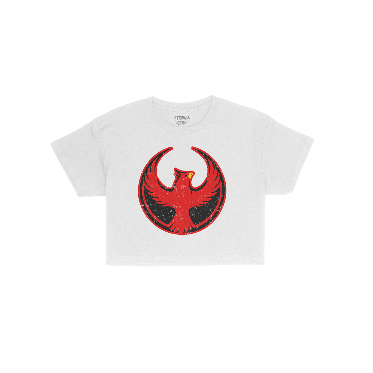St. Louis Rebel Alliance Women's Baby Tee features a bold circular emblem with a stylized red phoenix, symbolizing resistance