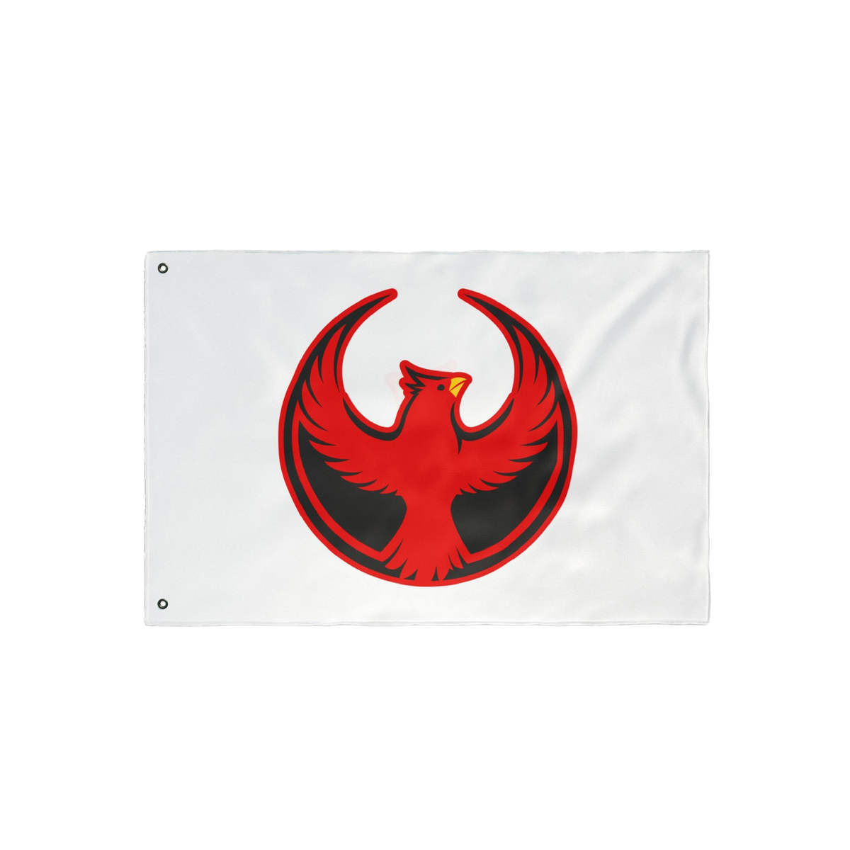 Northern Cardinal Rebel Alliance Flag featuring a stylized red phoenix in a circular emblem, designed for protest against ICE