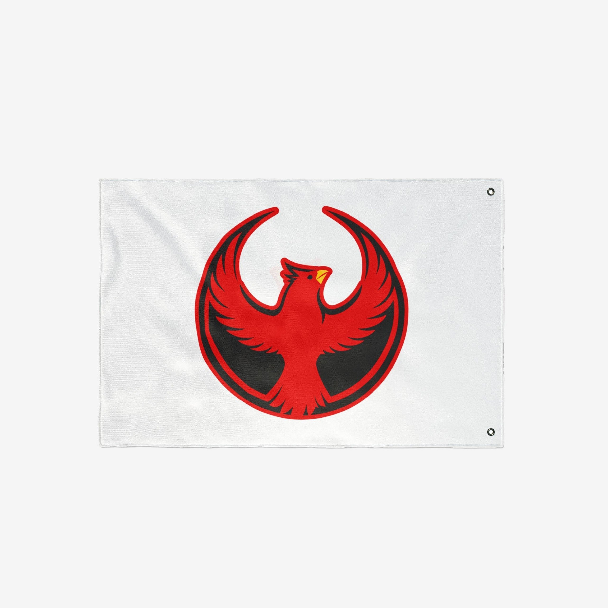 Northern Cardinal Rebel Alliance Flag displays a bold red bird emblem with outstretched wings, symbolizing protest and community defense. Ideal for activists supporting immigrant rights and equality, available in multiple sizes.
