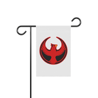 Northern Cardinal Rebel Alliance Garden Flag features a red phoenix emblem symbolizing protest and unity, suspended from a bl