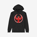 St. Louis Rebel Alliance Hoodie & Sweatshirt features a black pullover with a bold red phoenix emblem, symbolizing anti-fascist spirit and equality, perfect for chilly protest nights or casual wear.
