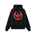 St. Louis Rebel Alliance Hoodie & Sweatshirt features a black pullover with a bold red phoenix emblem, symbolizing anti-fasci