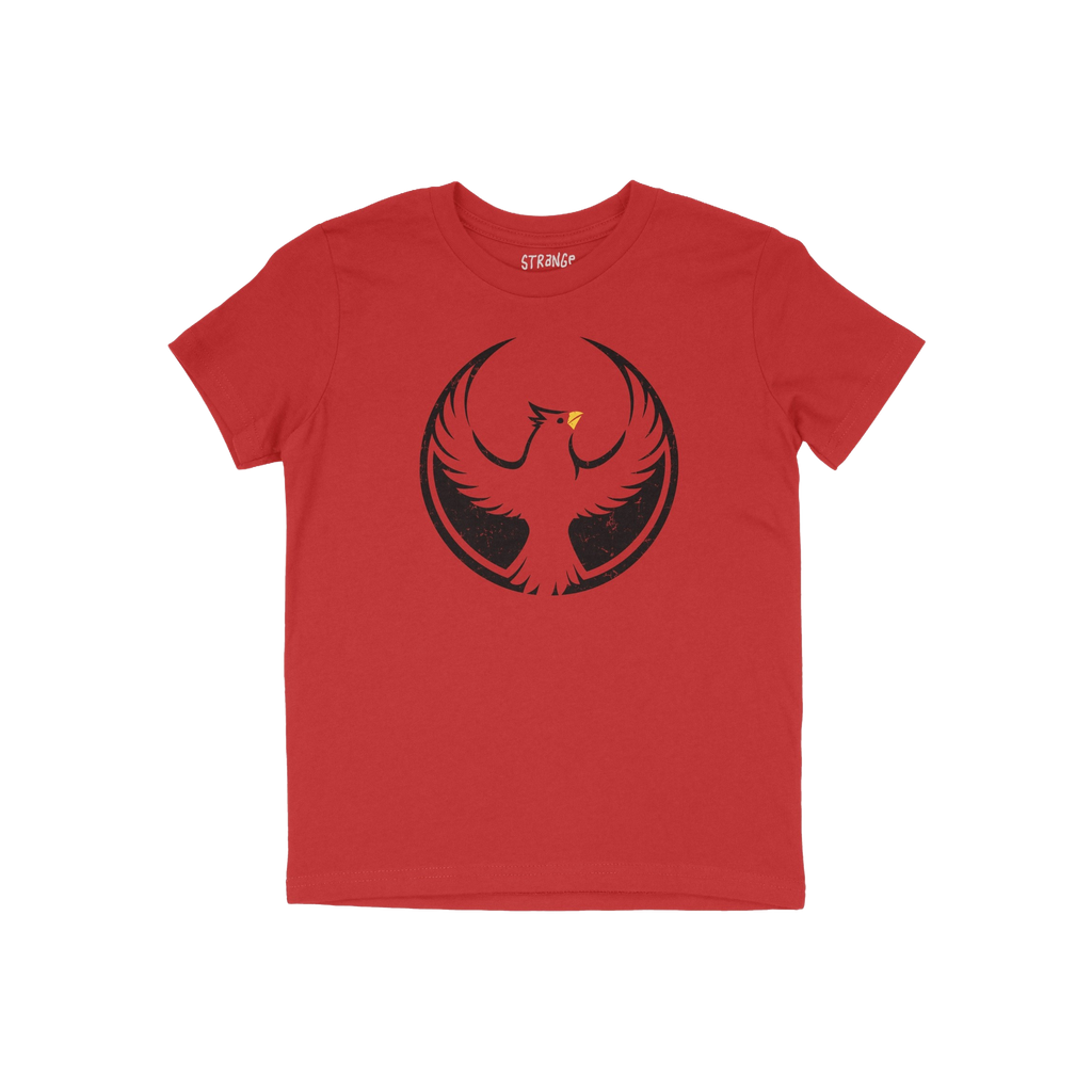 Northern Cardinal Rebel Alliance T-shirt features a bold circular phoenix graphic with distressed black wings, symbolizing re