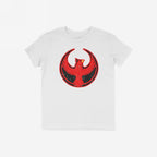 St. Louis Rebel Alliance T-shirt features a distressed red phoenix against a black circle, embodying anti-fascist sentiment and equality support, ideal for protests or casual wear.