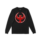 Northern Cardinal Rebel Alliance T-shirt featuring a distressed red phoenix graphic within a circle on the front, symbolizing